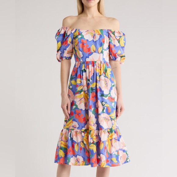 Vince Camuto Dresses & Skirts - Vince Camuto Off-Shoulder Floral Midi Dress